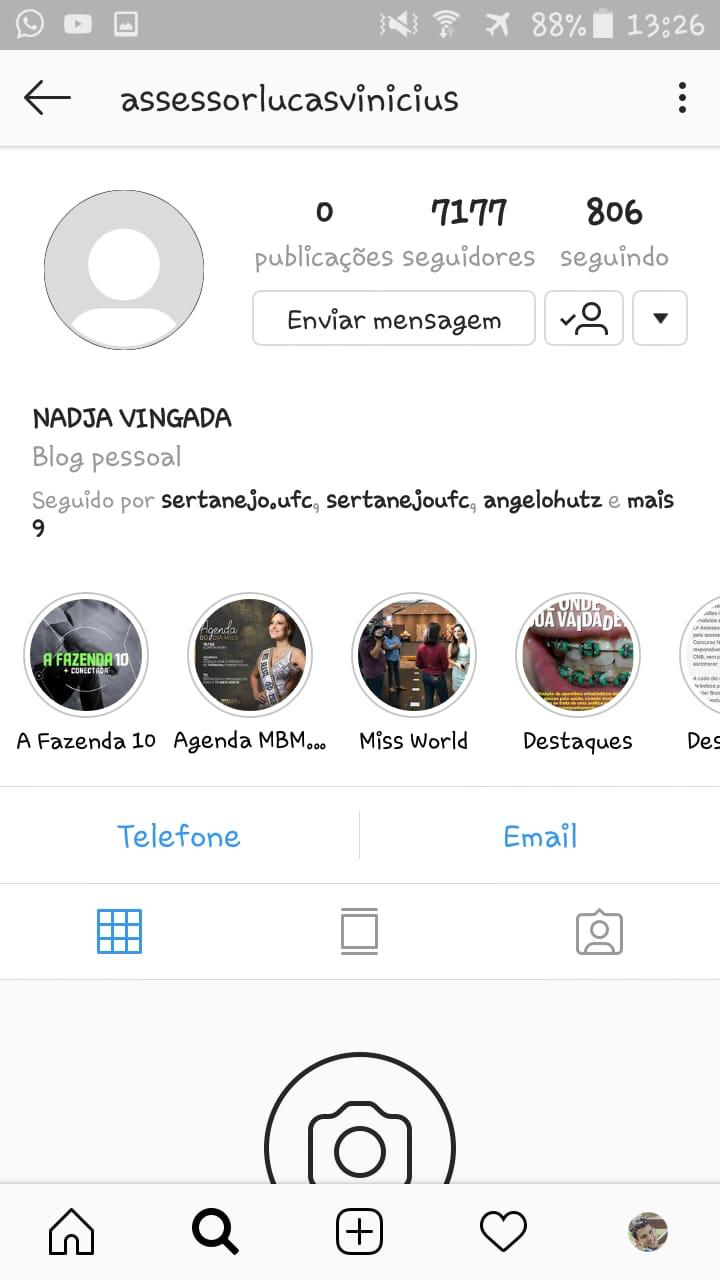 Página de Lucas, assessor de Felipe Sertanejo