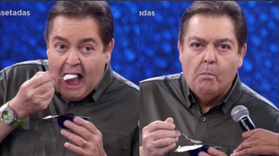 Faustão retirou colher do bolso para fazer merchan de iogurte