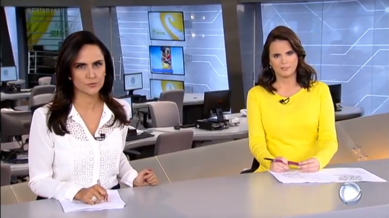 Carla Cecato e Roberta Piza na bancada do Fala Brasil