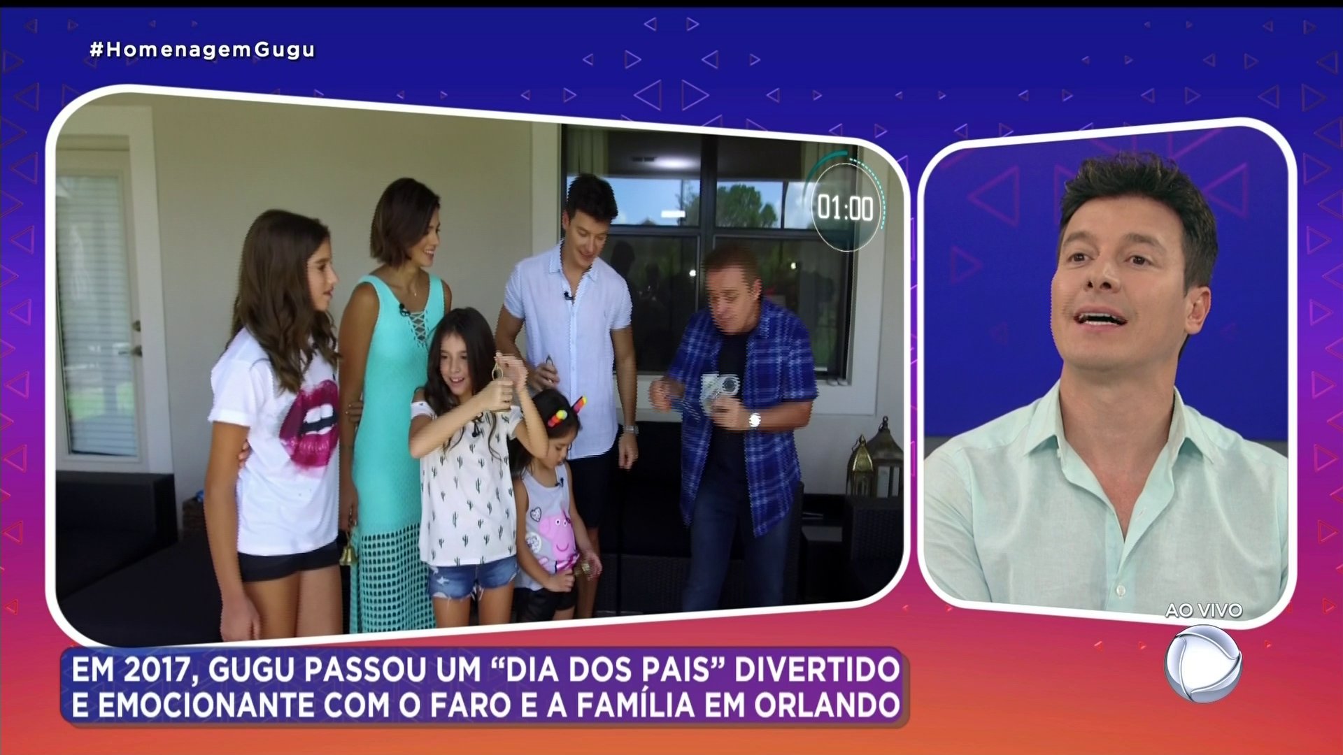 Rodrigo Faro em homenagem para Gugu Liberato: perguntou como estava o Ibope (Reprodução/Record TV)