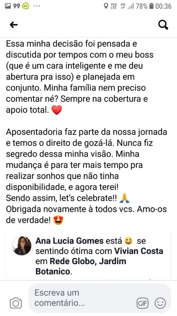 Texto de despedida de Diretora de Programação Afiliadas da Globo (Reprodução)