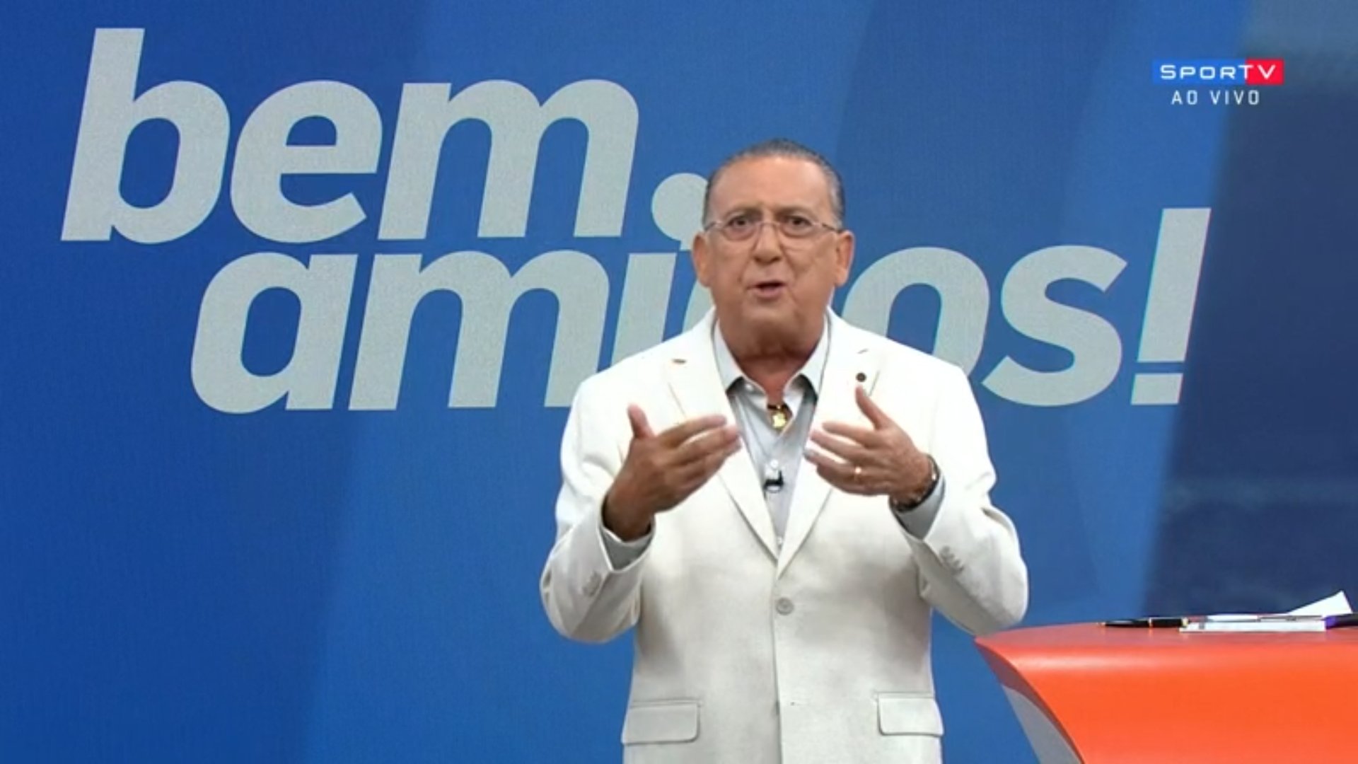 Galvão Bueno na edição desta segunda-feira do programa Bem Amigos!, do SporTV (Reprodução)