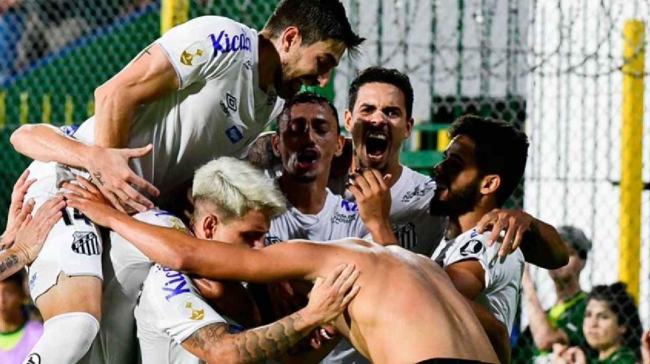 Jogadores do Santos em campo (Reprodução / Twitter)
