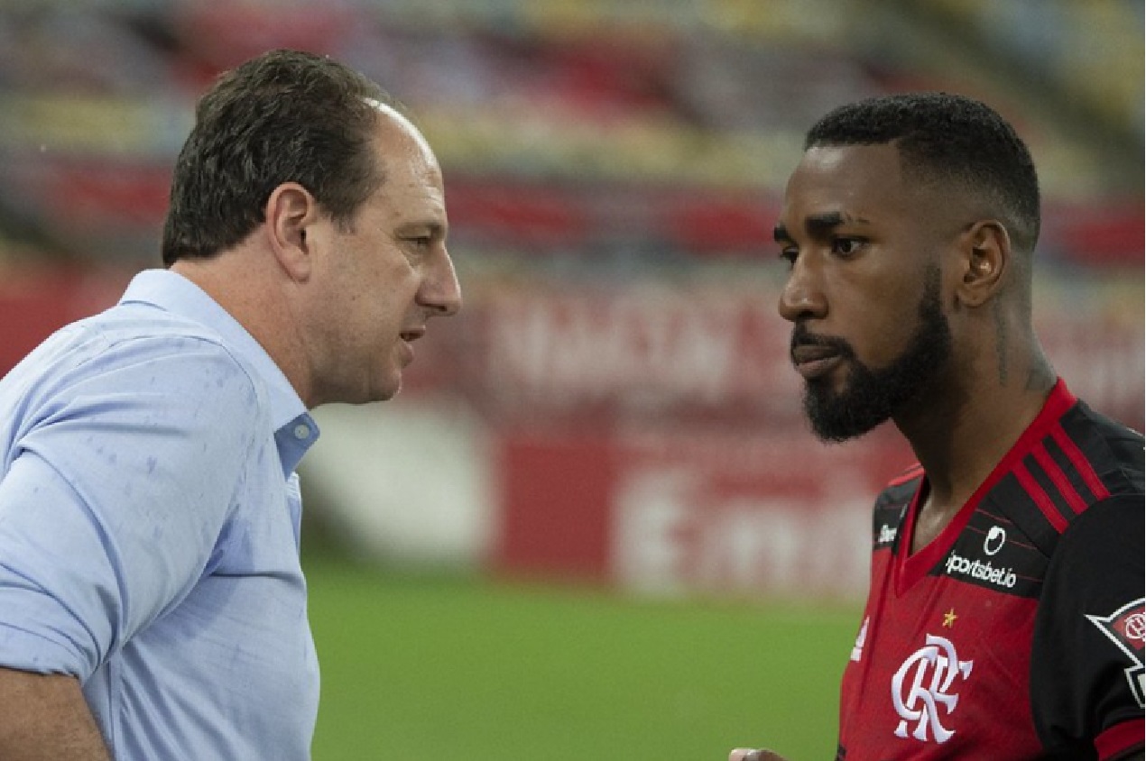 O técnico Rogério Ceni e o jogador Gerson, do Flamengo (Alexandre Vidal / Flamengo)