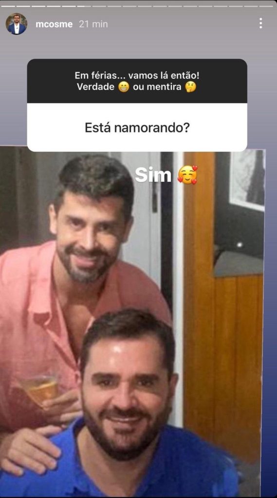 Marcelo Cosme respondendo se está namorando
