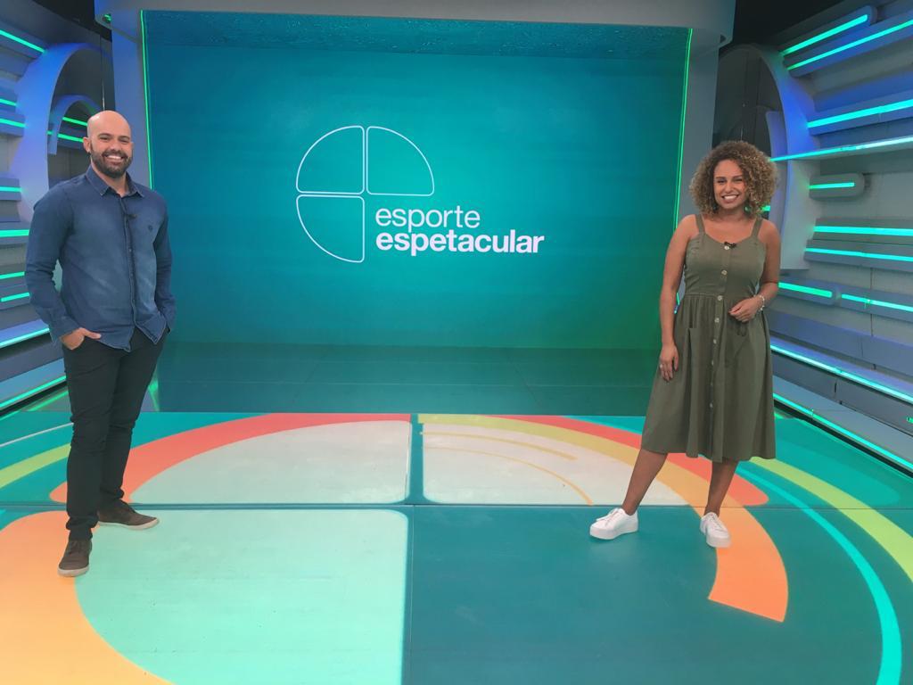 Lucas Gutierrez e Karine Alves no Esporte Espetacular
