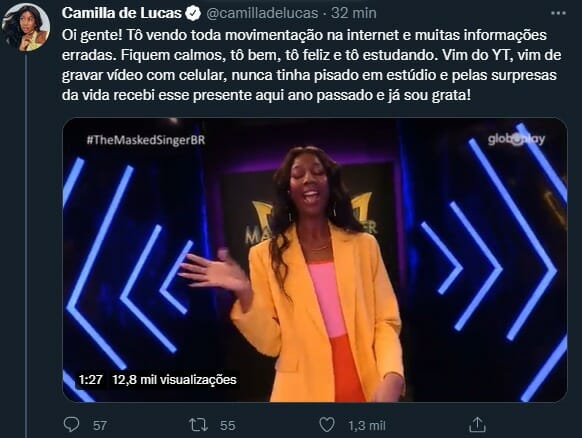 Camilla de Lucas se manifestou na web