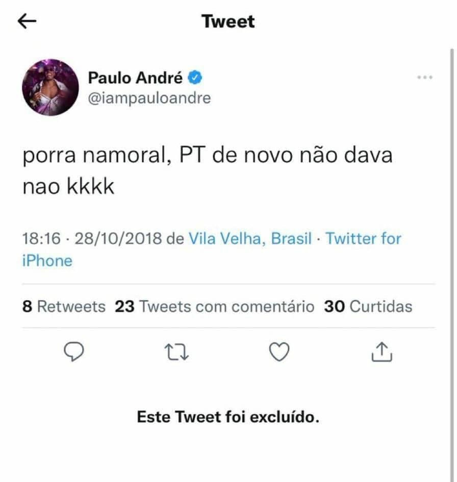 Print do Twitter de Paulo André