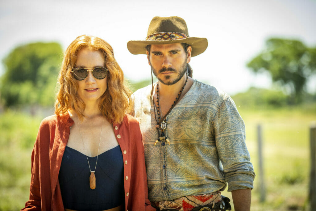 Irma (Camila Morgado) e Trindade (Gabriel Sater) de Pantanal