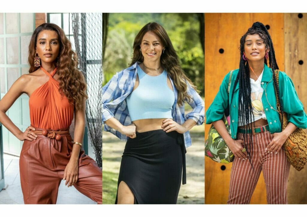 Clarice (Taís Araújo), Pat (Paolla Oliveira) e Anita (Taís Araujo) de Cara e Coragem