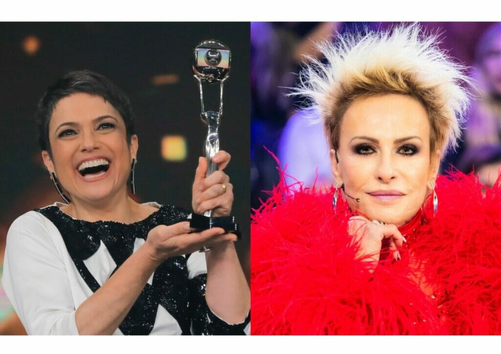 Sandra Annenberg e Ana Maria Braga nos bastidores da TV Globo