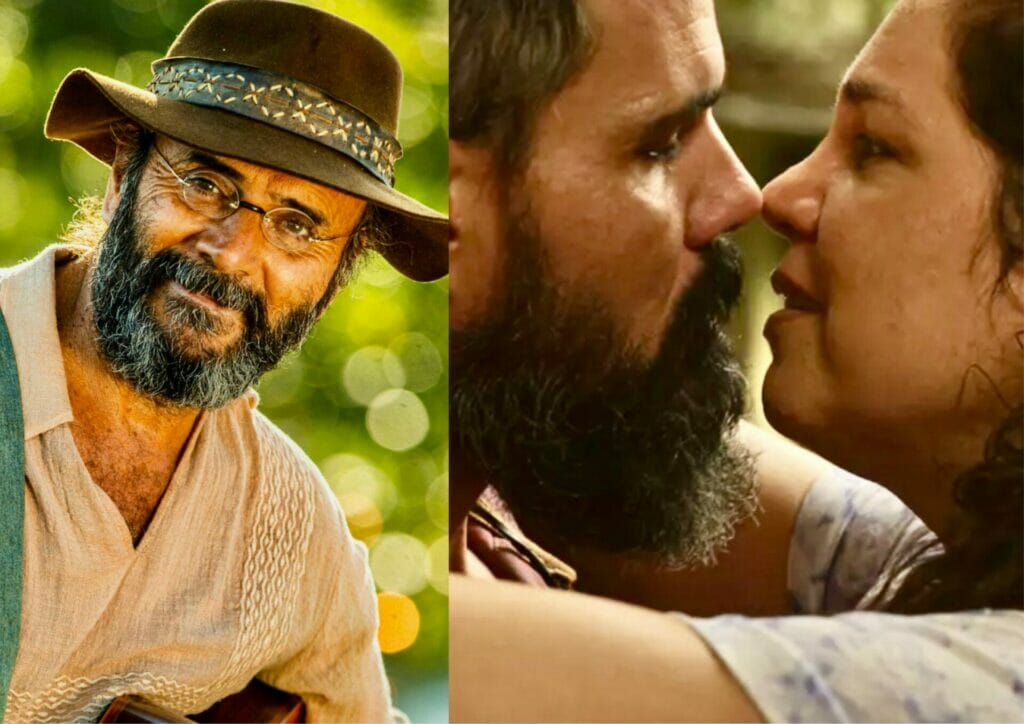 Eug&ecirc;nio (Almir Sater), Alcides (Juliano Cazarr&eacute;) e Maria Bruaca (Isabel Teixeira) em Pantanal