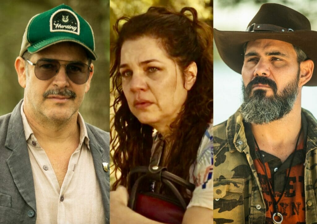Ten&oacute;rio (Murilo Ben&iacute;cio), Maria Bruaca (Isabel Teixeira) e Alcides (Juliano Cazarr&eacute;) em Pantanal