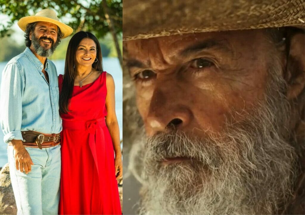José Leôncio (Marcos Palmeira), Filó (Dira Paes) e Velho do Rio (Osmar Prado) em Pantanal