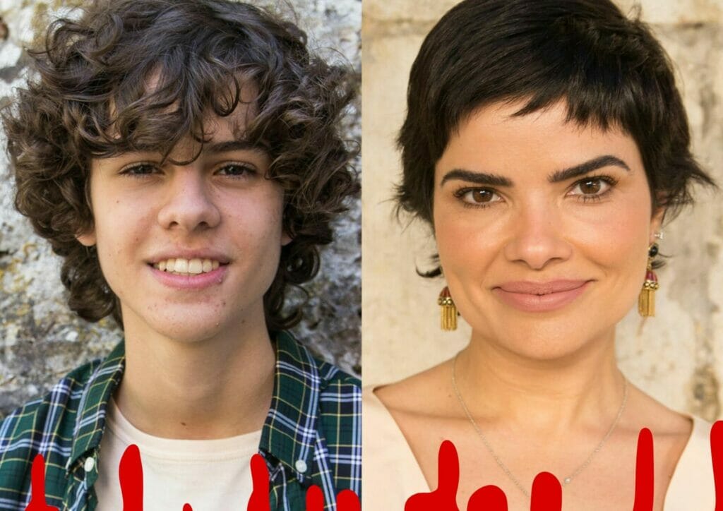 Rud&aacute; (Guilherme Cabral) e Leonor (Vanessa Giacomo) em Travessia