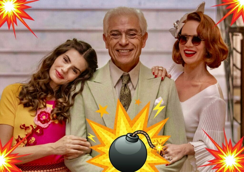 Marê (Camila Queiroz), Gilda (Mariana Ximenes) e Leonel (Paulo Gorgulho) em Amor Perfeito