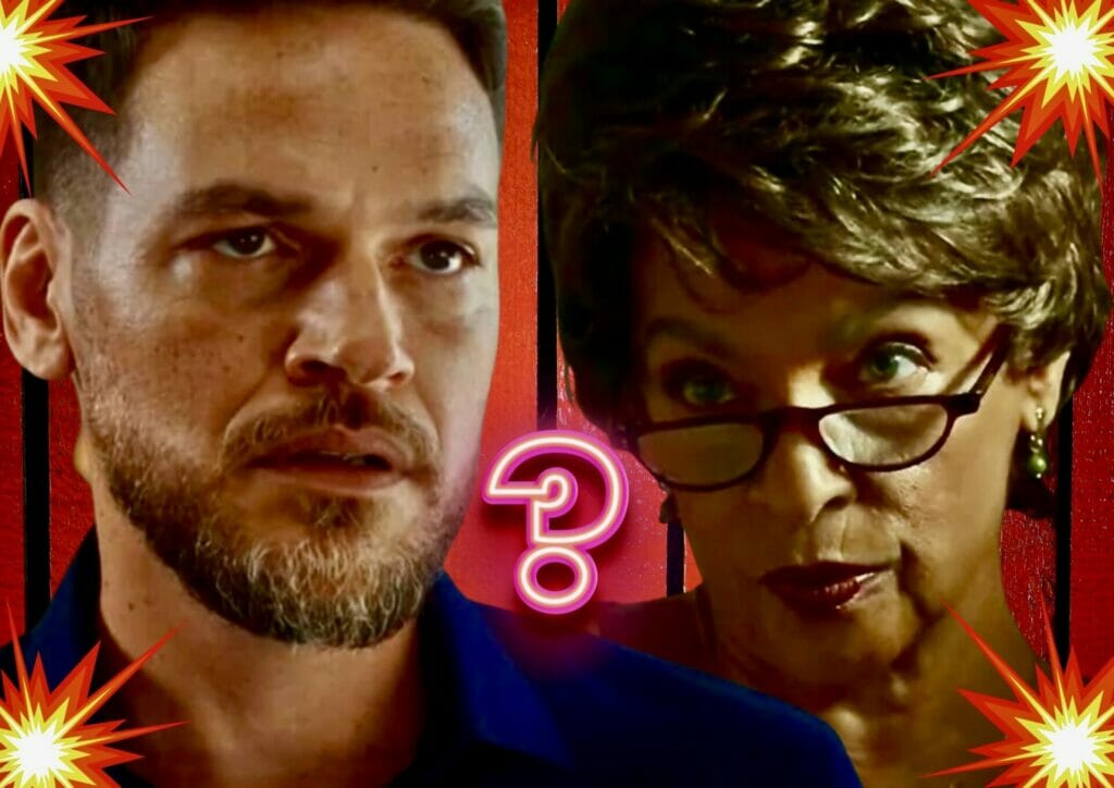 Marlene (Elisa Lucinda) e Theo (Emílio Dantas) em Vai na Fé
