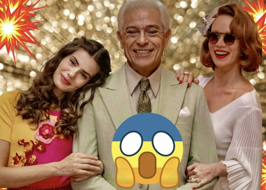Marê (Camila Queiroz), Gilda (Mariana Ximenes) e Leonel (Paulo Gorgulho) em Amor Perfeito