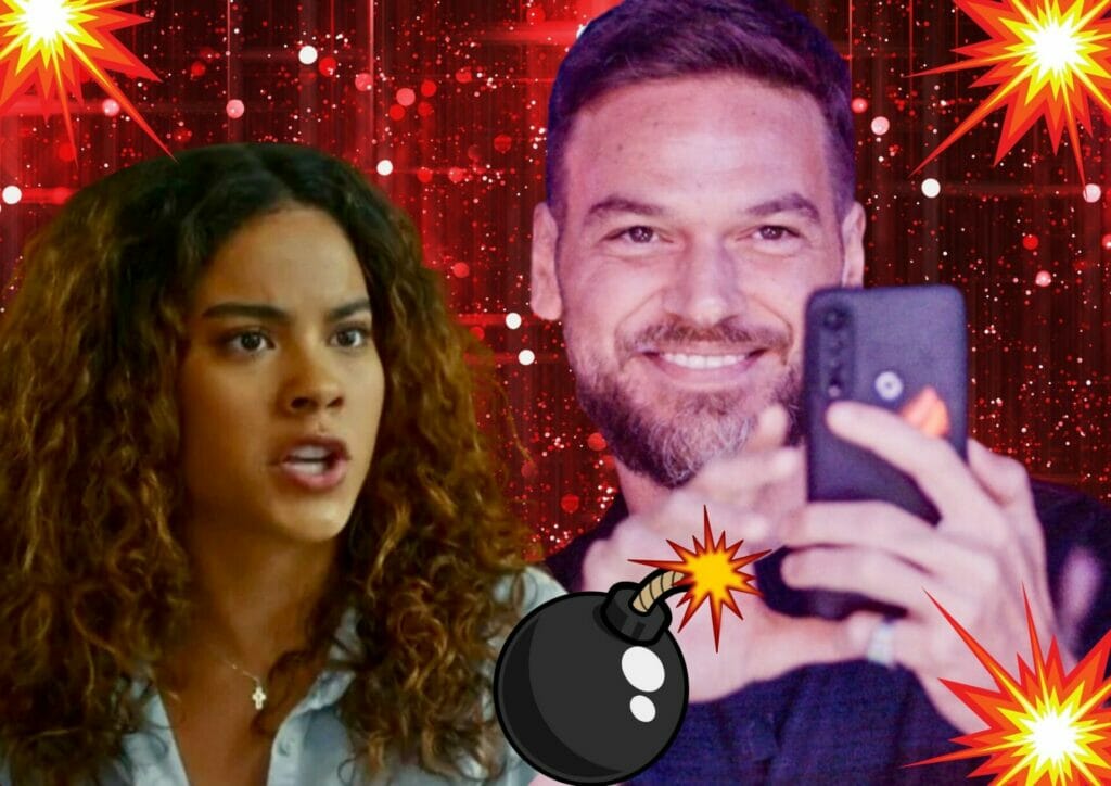 Theo (Emílio Dantas) e Jenifer (Bella Campos) em Vai na Fé