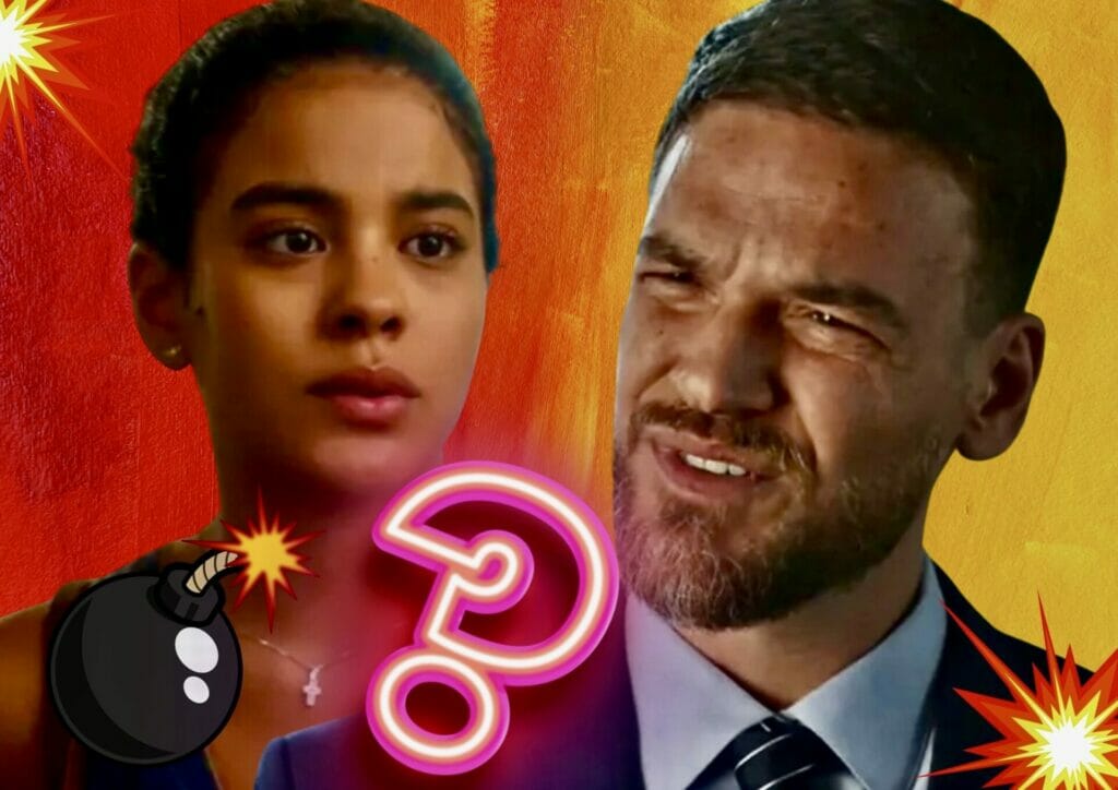 Theo (Emílio Dantas) e Jenifer (Bella Campos) em Vai na Fé