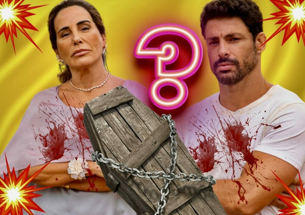 Aline (Barbara Reis), Caio (Cauã Reymond) e Irene (Gloria Pires) em Terra e Paixão