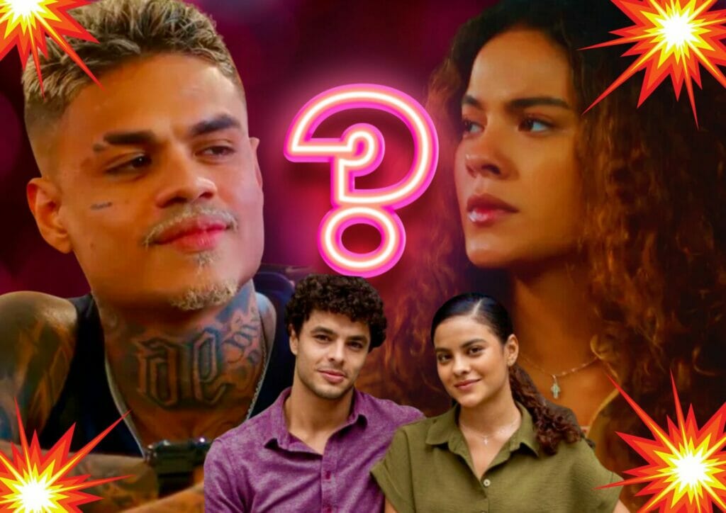 Hugo (MC Cabelinho), Eduardo (Matheus Abreu) e Jenifer (Bella Campos) de Vai na F&eacute;