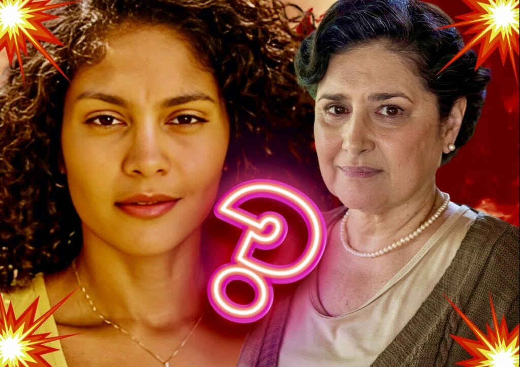 Aline (Barbara Reis) e Angelina (Inez Viana) em Terra e Paixão
