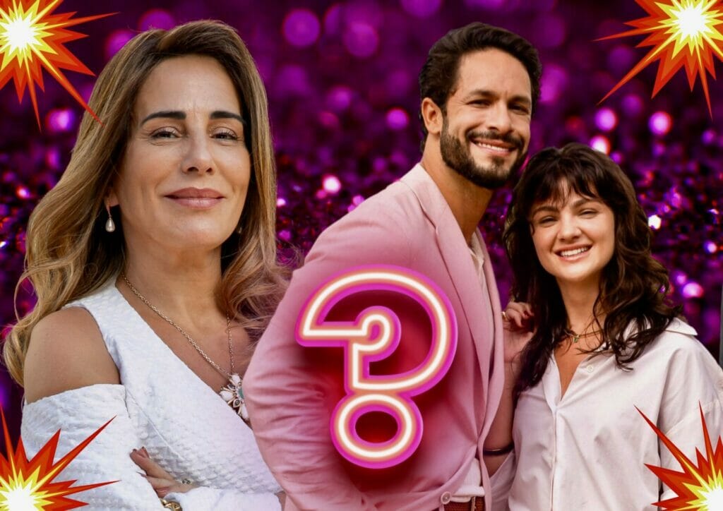 Irene (Gloria Pires), Petra (Debora Oz&oacute;rio) e Luigi (Rainer Cadete) de Terra e Paix&atilde;o