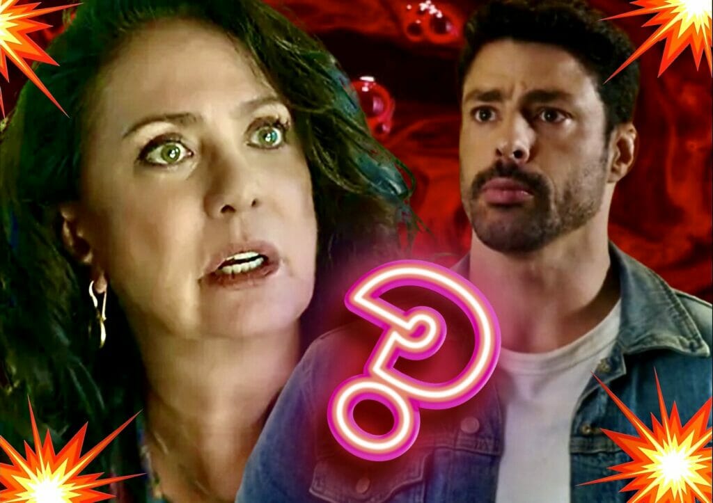 Caio (Cauã Reymond) e Agatha (Eliane Giardini) em Terra e Paixão