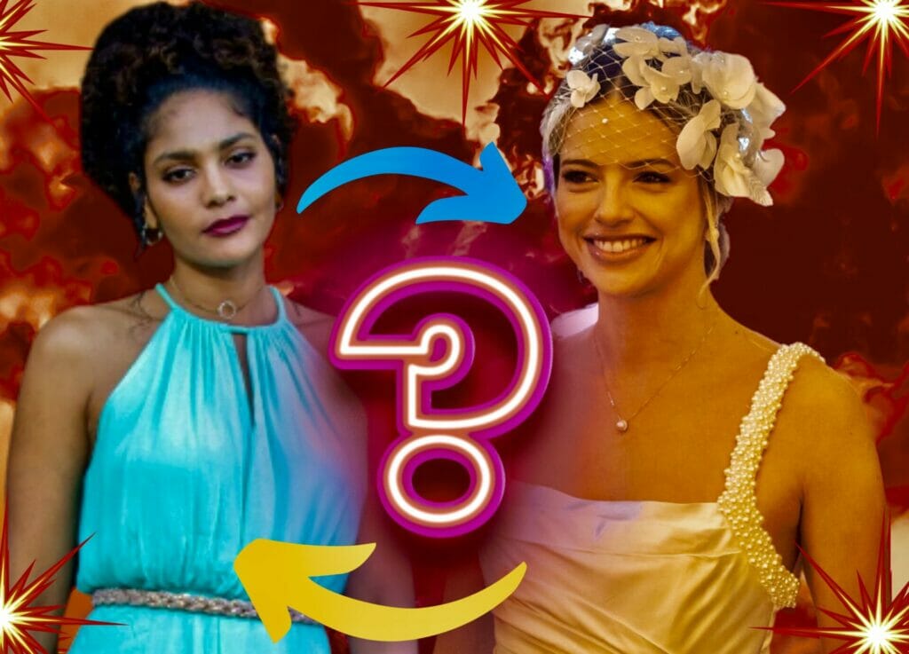 Aline (Barbara Reis) e Graça (Agatha Moreira) de Terra e Paixão