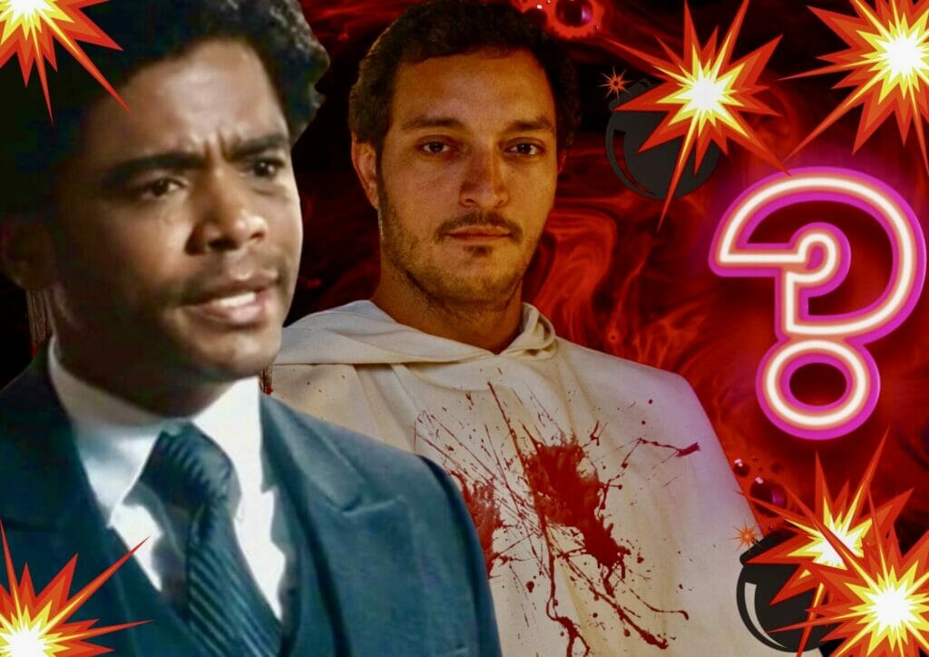 Orlando (Diogo Almeida) e Frei Jo&atilde;o (Allan Souza Lima) em Amor Perfeito