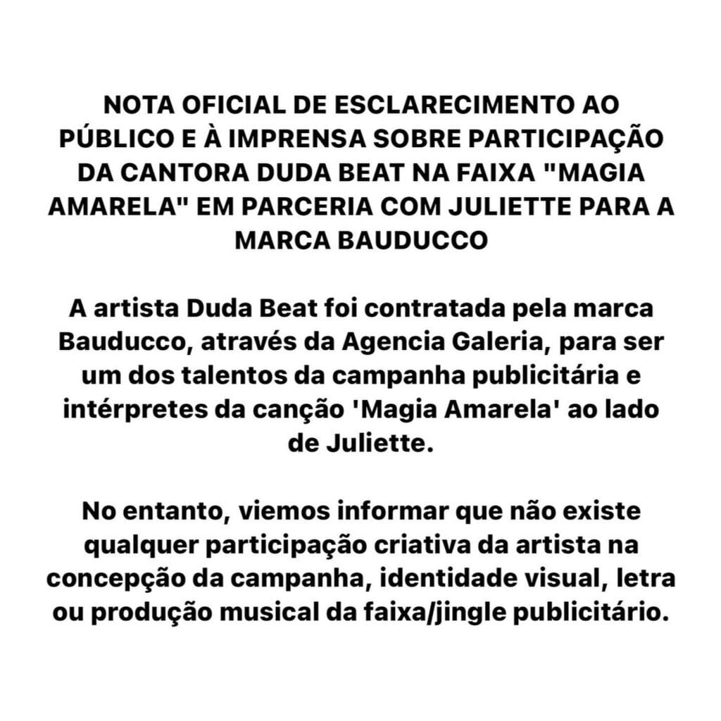 Nota de Duda Beat sobre a acusação de plágio de AmarElo