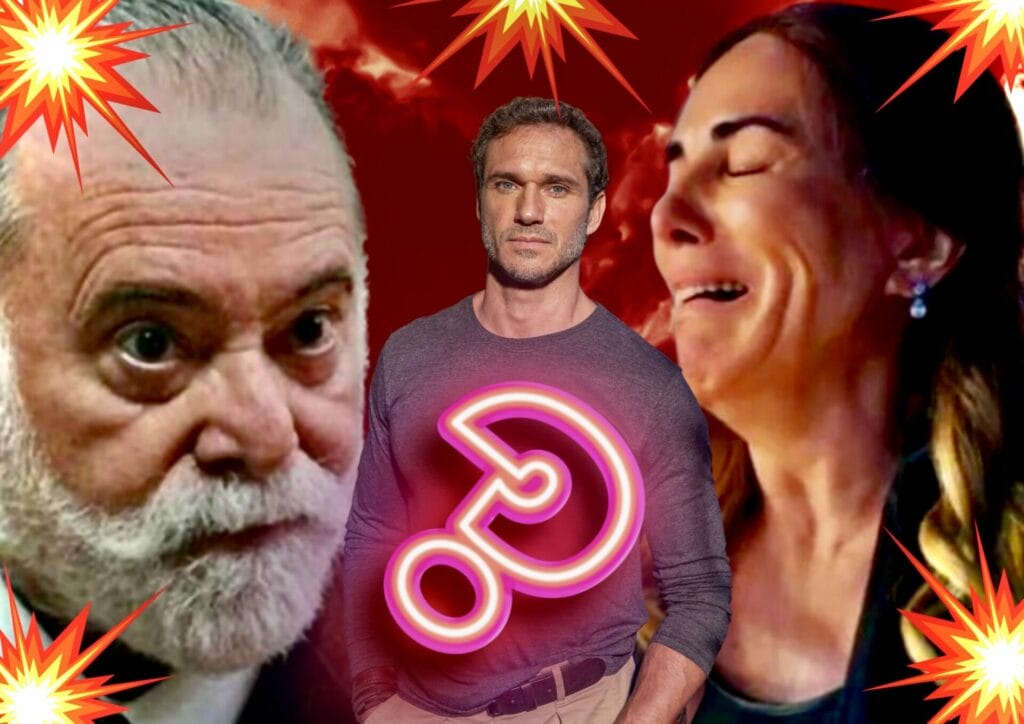 Ant&ocirc;nio (Tony Ramos), Vin&iacute;cius (Paulo Rocha) e Irene (Gloria Pires) em Terra e Paix&atilde;o