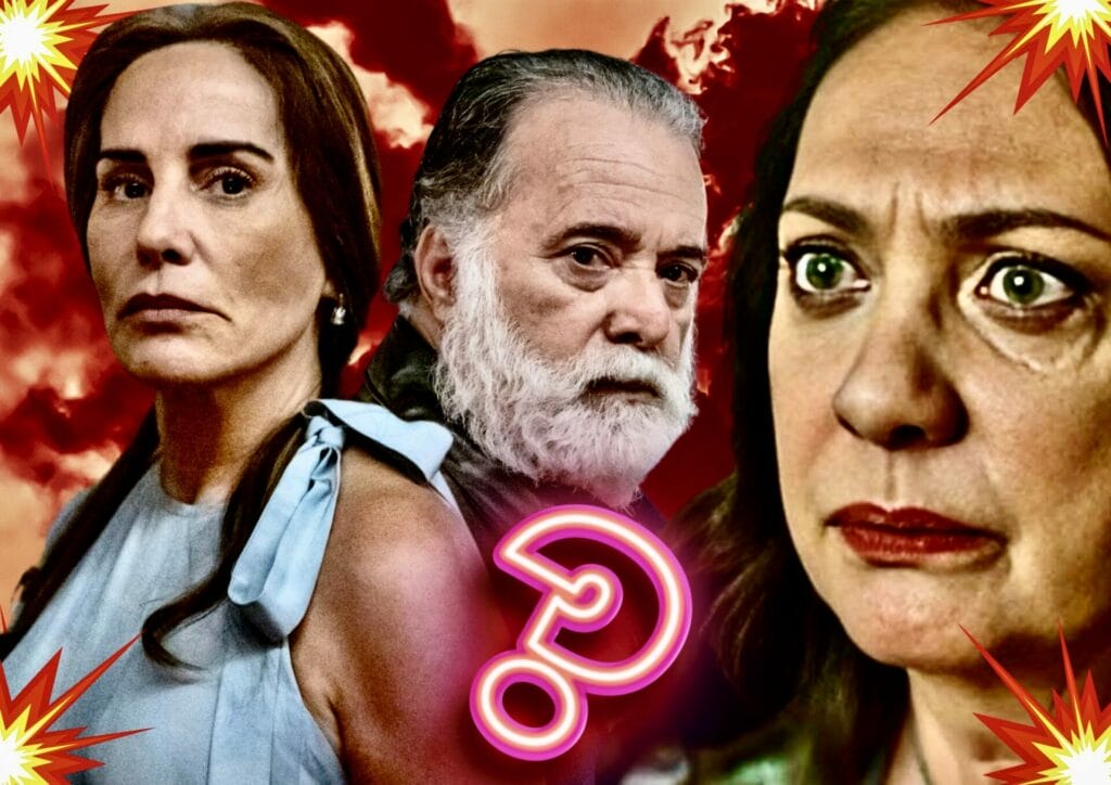Irene (Gloria Pires), Antônio (Tony Ramos) e Agatha (Eliane Giardini) em Terra e Paixão