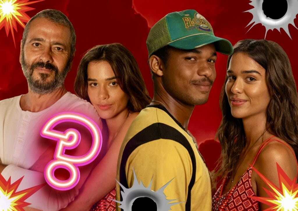 João Pedro (Juan Paiva), Mariana (Theresa Fonseca) e José Inocêncio (Marcos Palmeira) em Renascer