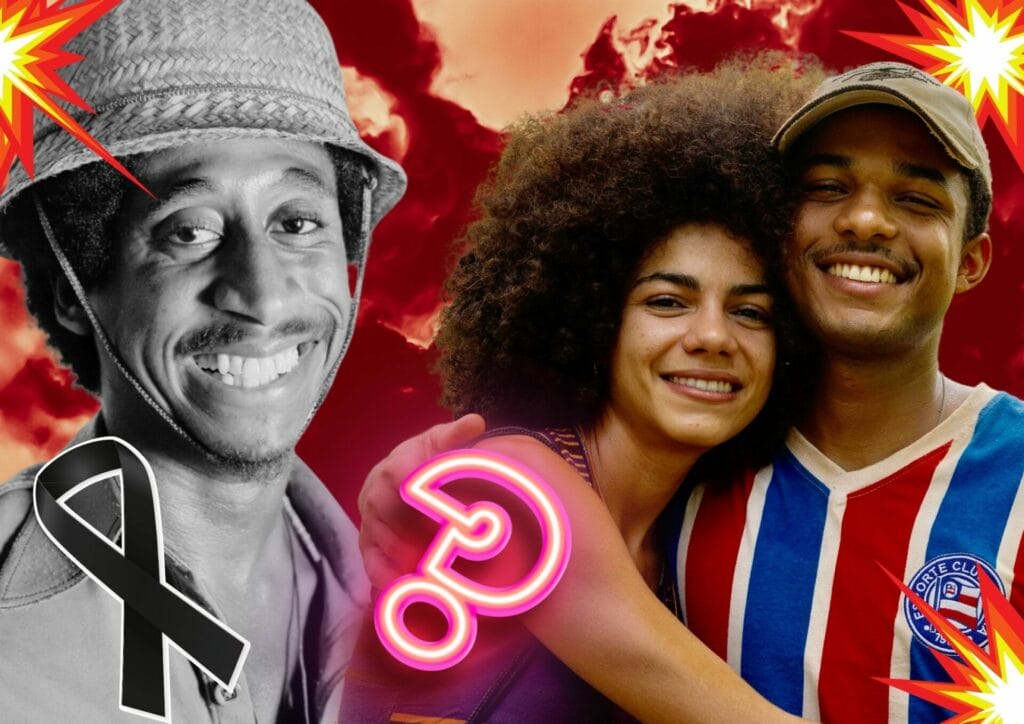 Zinha (Samantha Jones), João Pedro (Juan Paiva) e Jupará (Evaldo Macarrão) em Renascer