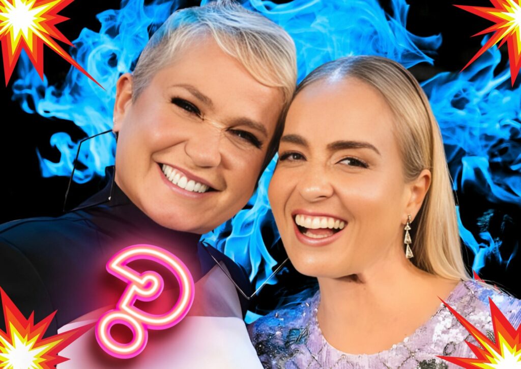 Xuxa e Angélica no palco do 'Domingão'