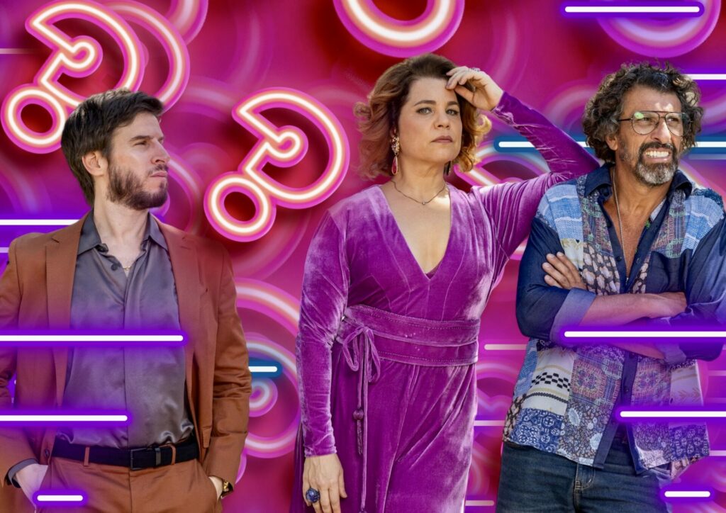 Violeta (Isabel Teixeira), Renato Baixinho (Rodrigo G) e Osmar (Milhem Cortaz) em Volta por Cima